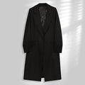 100% Wool Worsted Long Open-Front Coat Elegant for Commuting