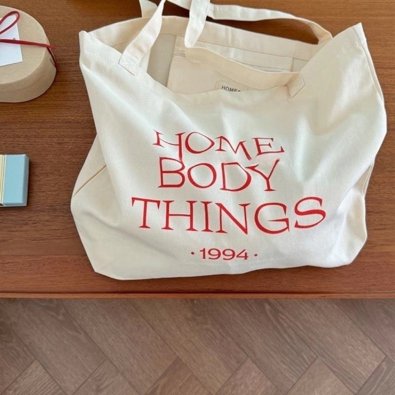 Red Women'S Spring And Summer Color-Matching Letter Canvas Bag, Korean Large-Capacity Tote Bag, Lazy Single-Shoulder Bag, Daily Commuting Morning, Eight Capacities | Travel Bag | Suitable for Women'S Trips