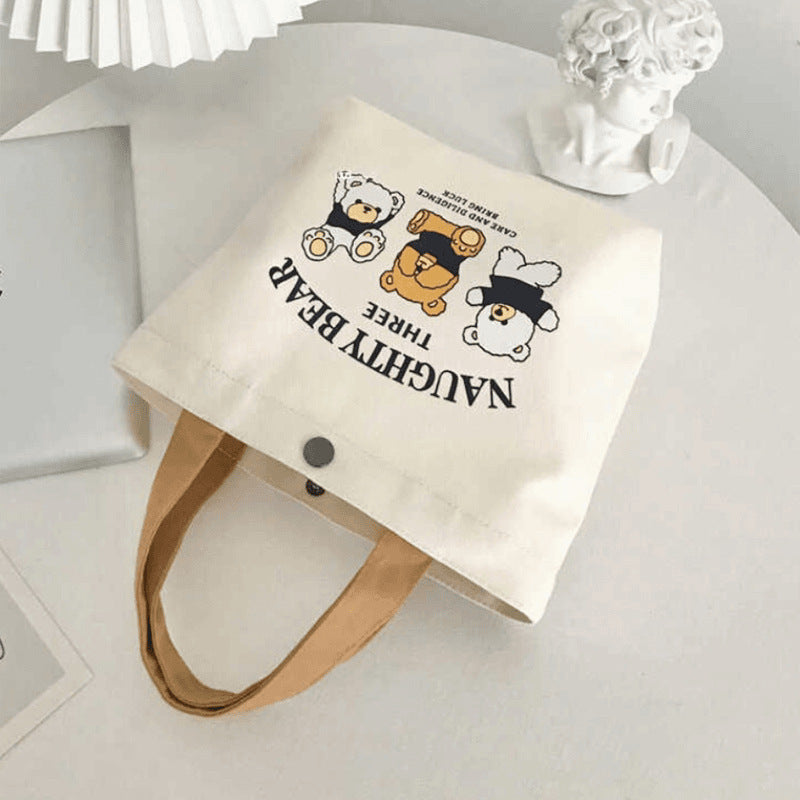 Women's Everyday Tote Bag - Small Handheld Purse with Snap Closure, Lightweight Beige Bag for College, Office, Shopping - Cute Gift for Women Students & Professionals - Durable Material, College Essentials Carrier