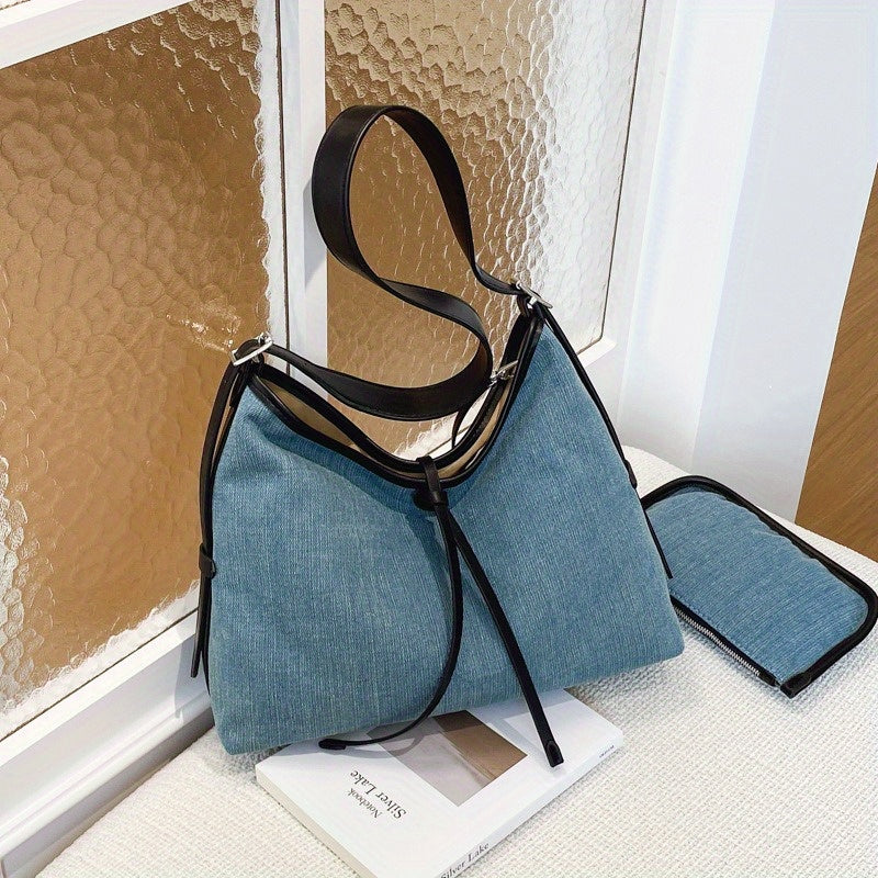 Niche Retro Armpit Bag - Black Messenger Bag with Red Accents, Snap Closure & Polyester Lining, Portable Shoulder Bag for Work Commute, Casual Outings