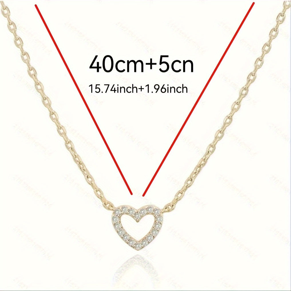 Cubic zirconia heart necklace | Lovely delicate female love pendant necklace