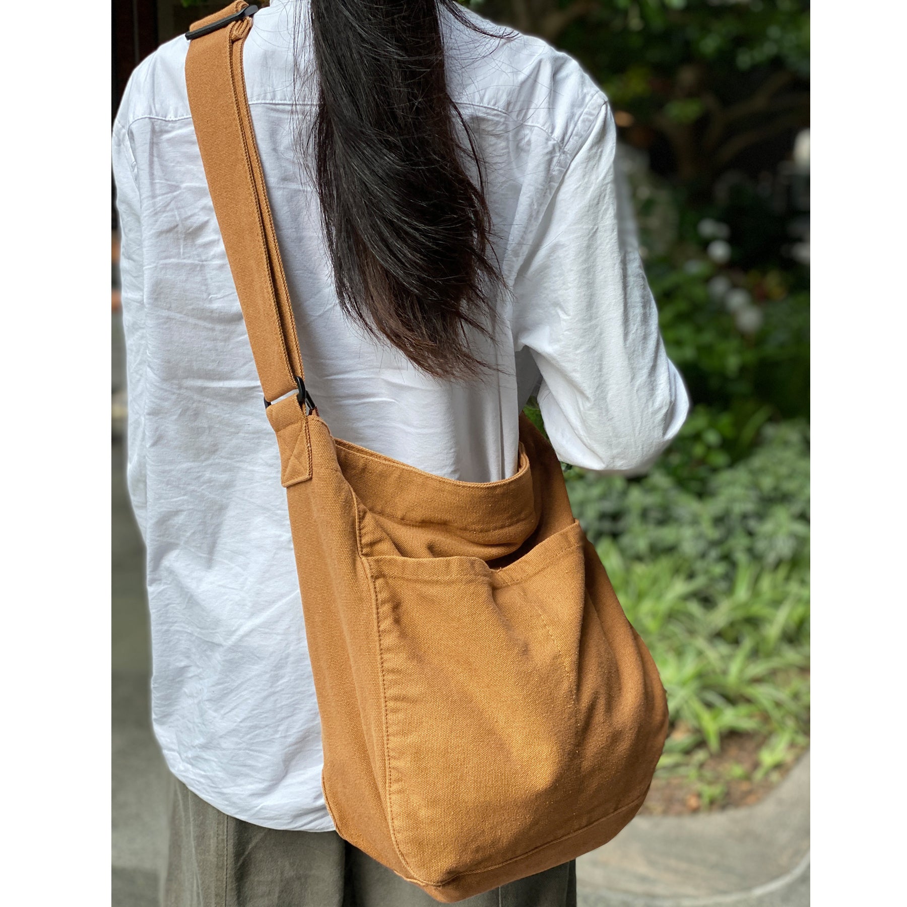 Canvas Crossbody Tote Bag with Multiple Pockets for Women and Men, Shoulder Hobo Messenger Bags for Work and Travel