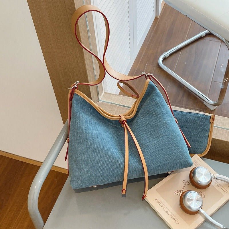 Niche Retro Armpit Bag - Black Messenger Bag with Red Accents, Snap Closure & Polyester Lining, Portable Shoulder Bag for Work Commute, Casual Outings