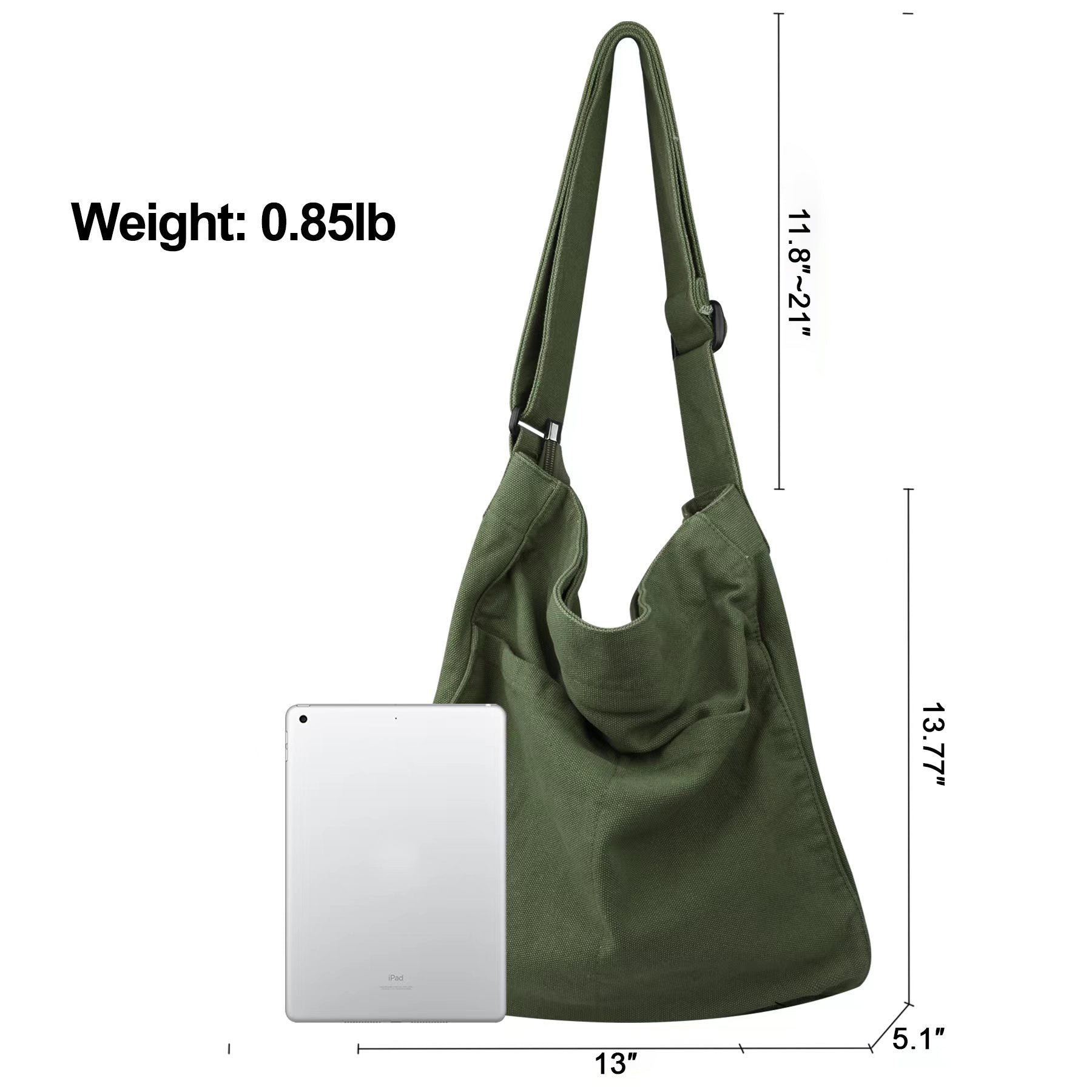 Canvas Crossbody Tote Bag with Multiple Pockets for Women and Men, Shoulder Hobo Messenger Bags for Work and Travel