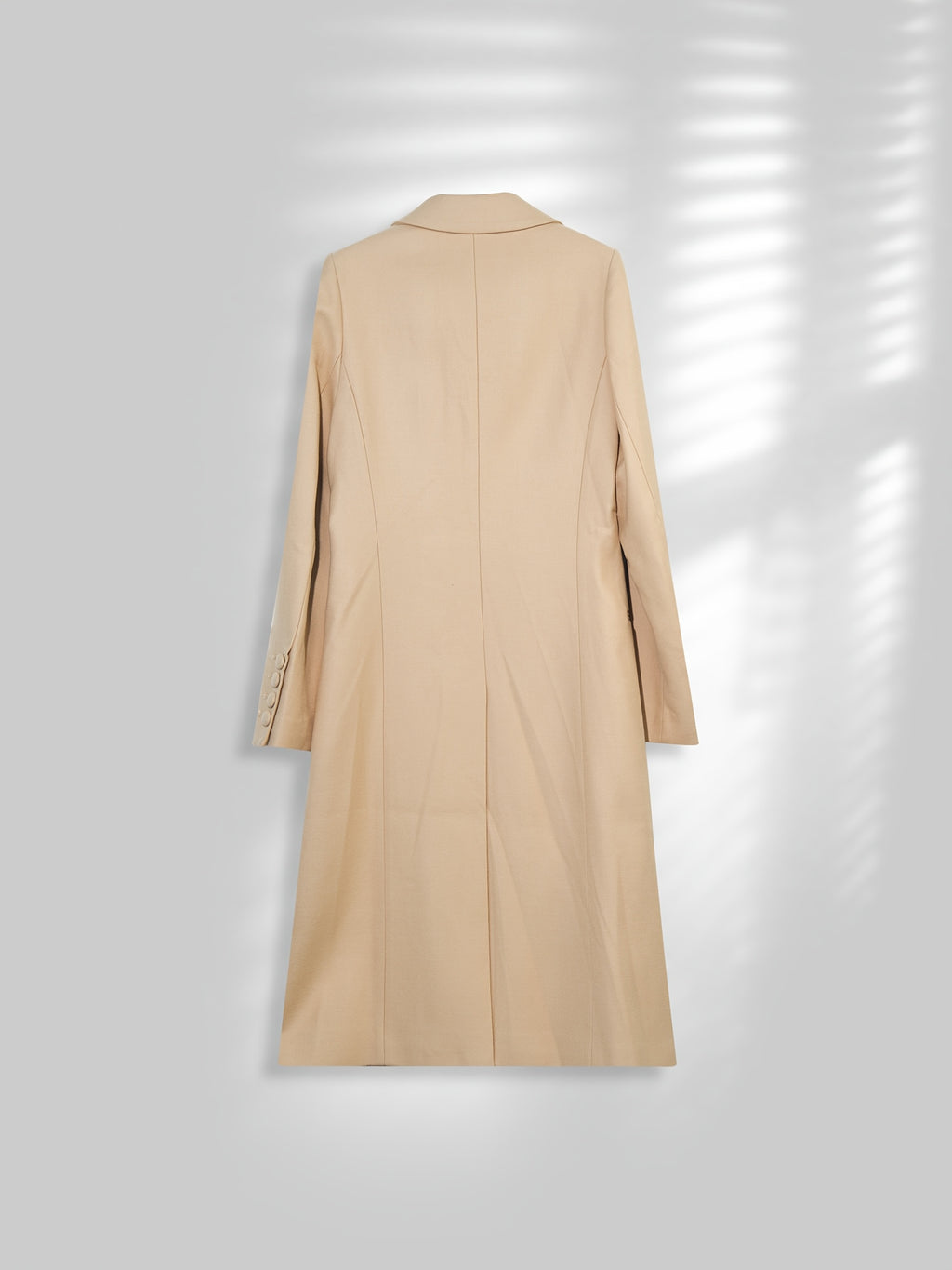 100% Wool Worsted Long Open-Front Coat Elegant for Commuting