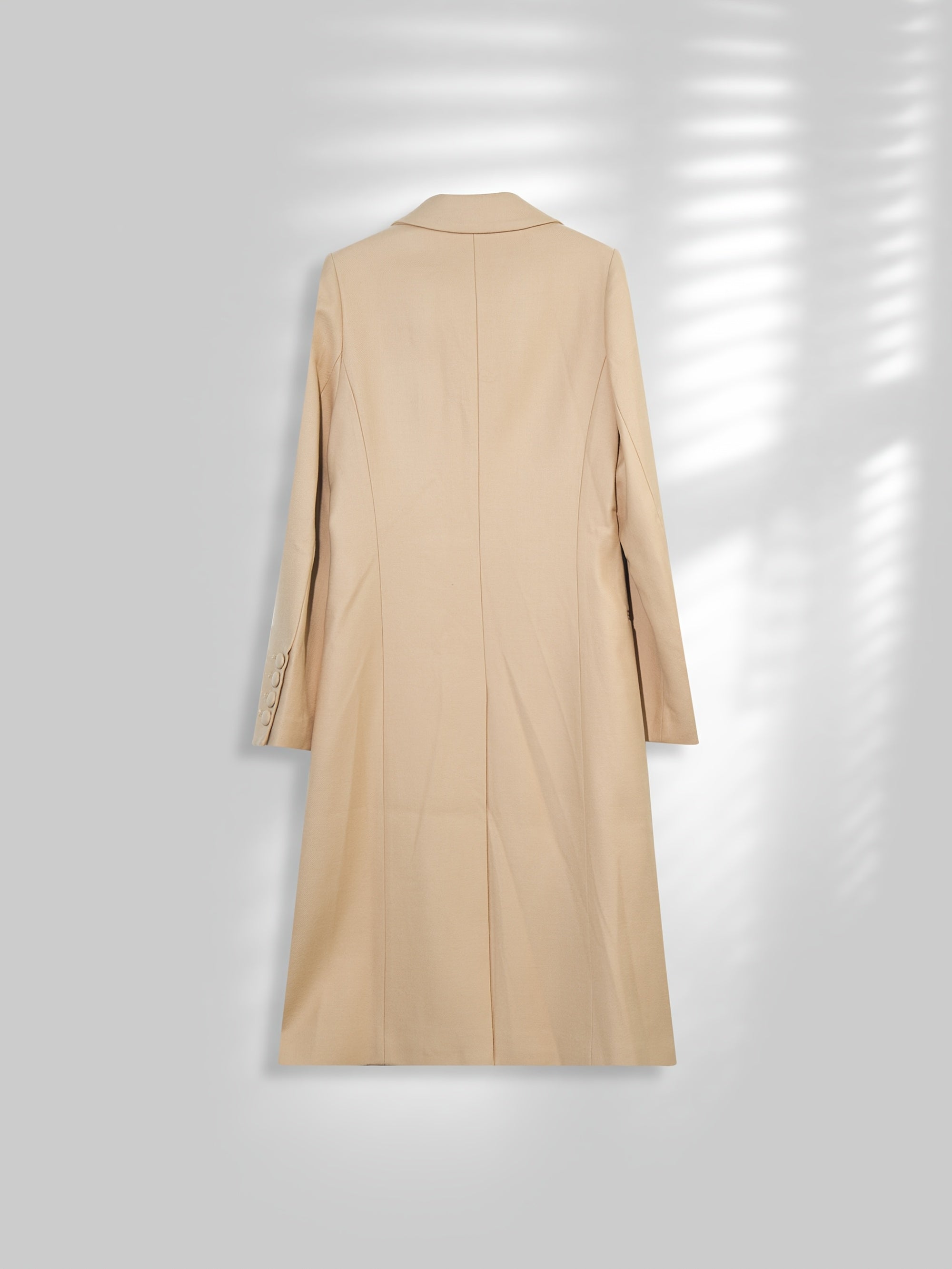 100% Wool Worsted Long Open-Front Coat Elegant for Commuting