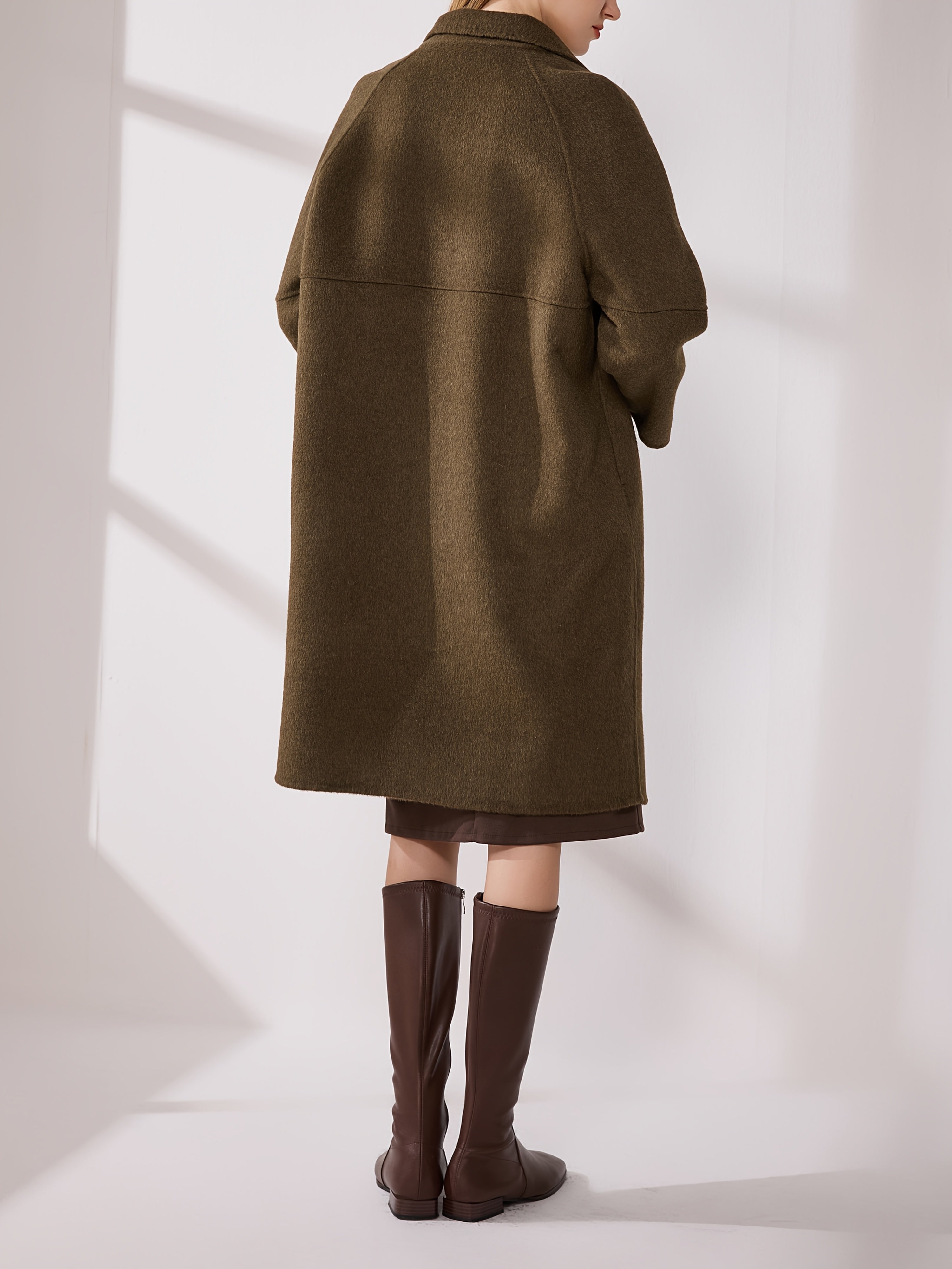 Elegant Brown Double-Breasted Coat for Women - Versatile Long Sleeve Outerwear with Button Details, Perfect for Winter Fashion, Stylish Outerwear | Classic Long Sleeve | Structured Design