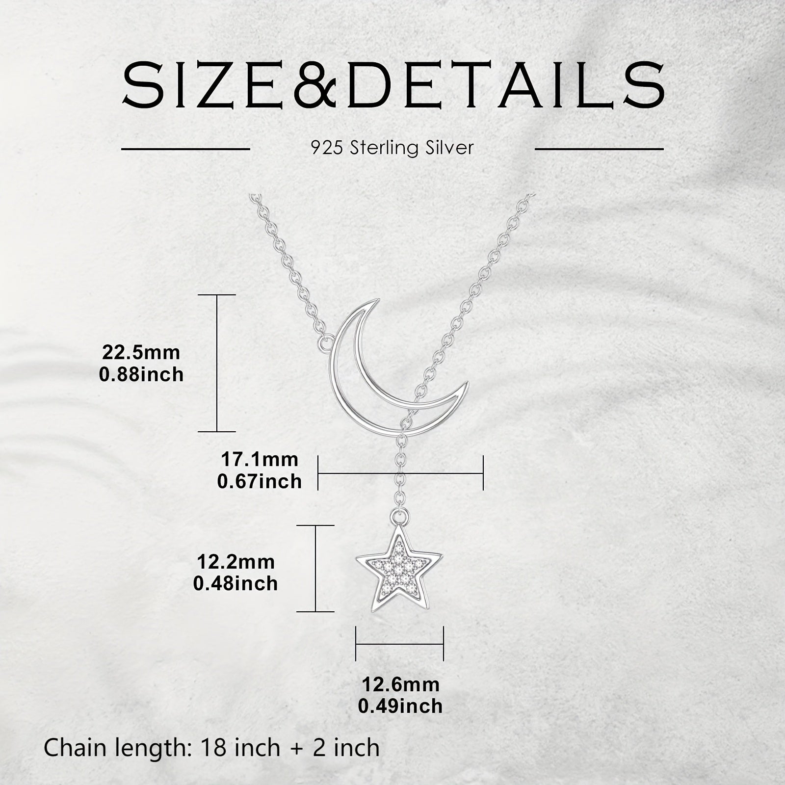 Star and Moon Necklace Sterling Silver Star Pendant Y-Necklace Dainty Jewelry Birthday Gifts for Women Wife