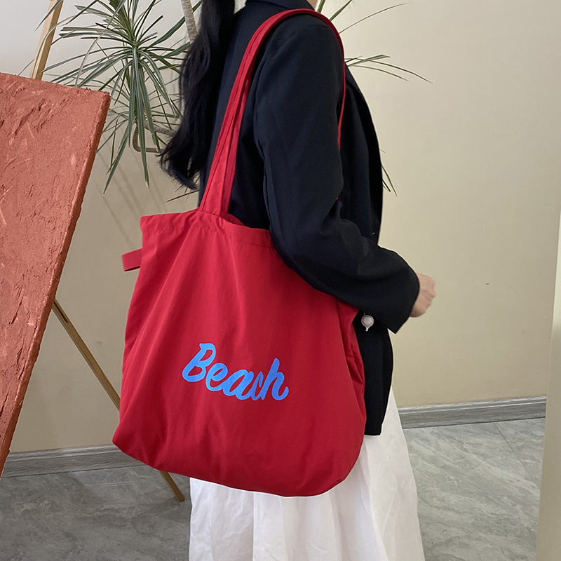 Canvas Bag, Large Capacity Women'S Instagram Shoulder Bag, Tote Bag, Korean Style Artistic Versatile Casual Lazy Bag