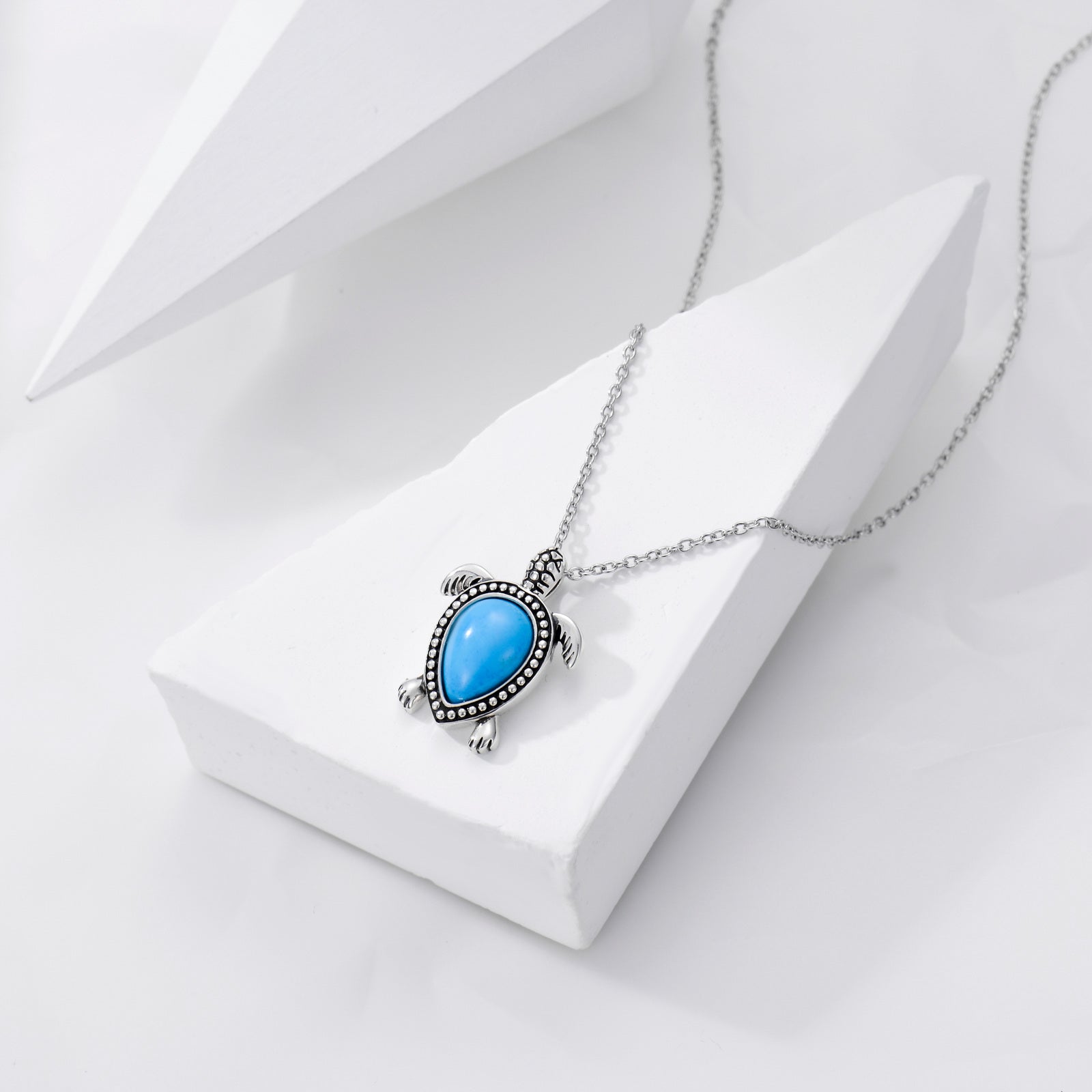 Turquoise Turtle Necklace with Sea Turtle Pendant, Ocean Beach Theme Tortoiseshell Jewelry for Women