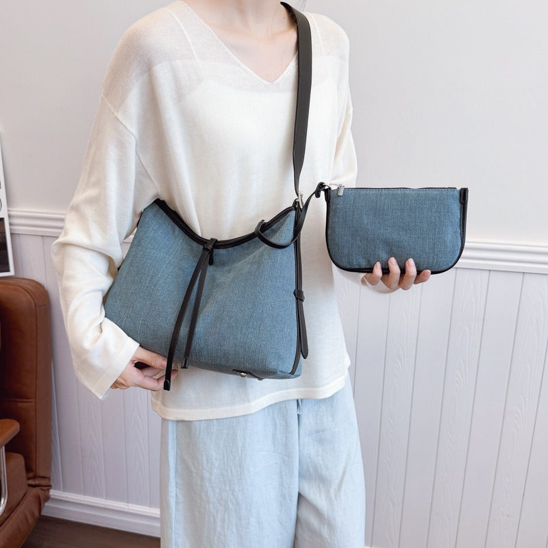 Niche Retro Armpit Bag - Black Messenger Bag with Red Accents, Snap Closure & Polyester Lining, Portable Shoulder Bag for Work Commute, Casual Outings