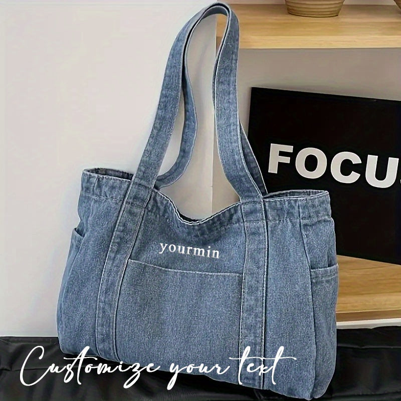 Women'S Denim Tote Bag - Casual Blue Canvas Shoulder Bag with \
