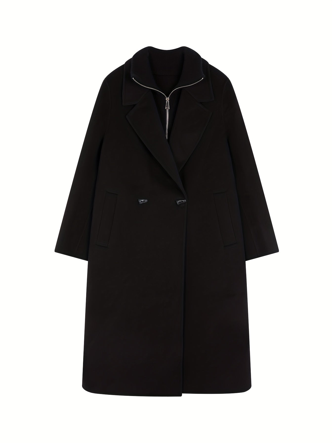 MOHO&MO Women's Handmade Dual-Sided Breasted Wool Tweed Coat - Slim Fit Long Winter Coat for Commuting