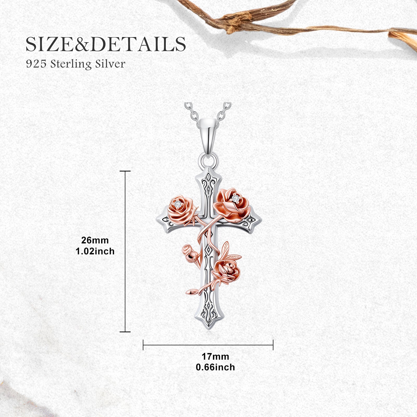 Elegant 925 Sterling Silver Cross Pendant Necklace with Lab-Grown Diamonds and Floral Accents - Ideal Gift for Mother, Wife, Girlfriend, Everyday Jewelry|Elegant Necklace|Detailed Craftsmanship