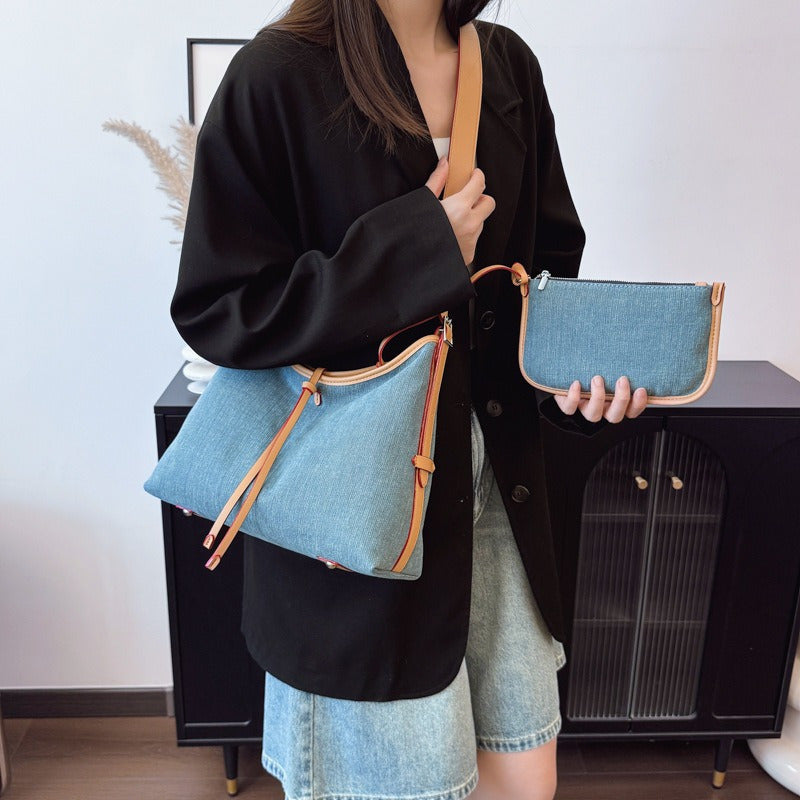 Niche Retro Armpit Bag - Black Messenger Bag with Red Accents, Snap Closure & Polyester Lining, Portable Shoulder Bag for Work Commute, Casual Outings