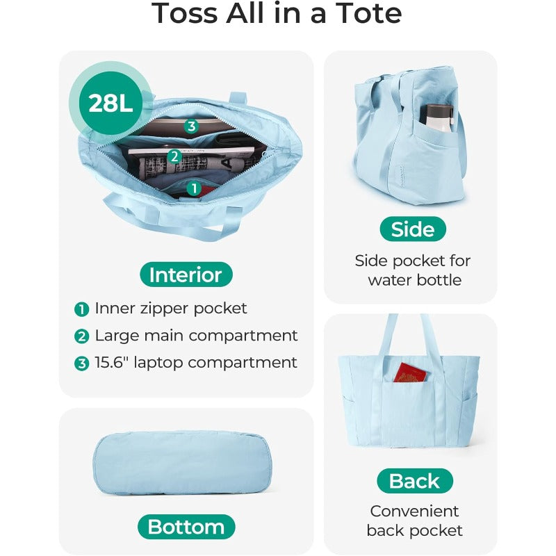 Tote Bag for Women with Zipper Gym tote with Compartments Work Tote Nurse Dance Yoga Bag for Travel