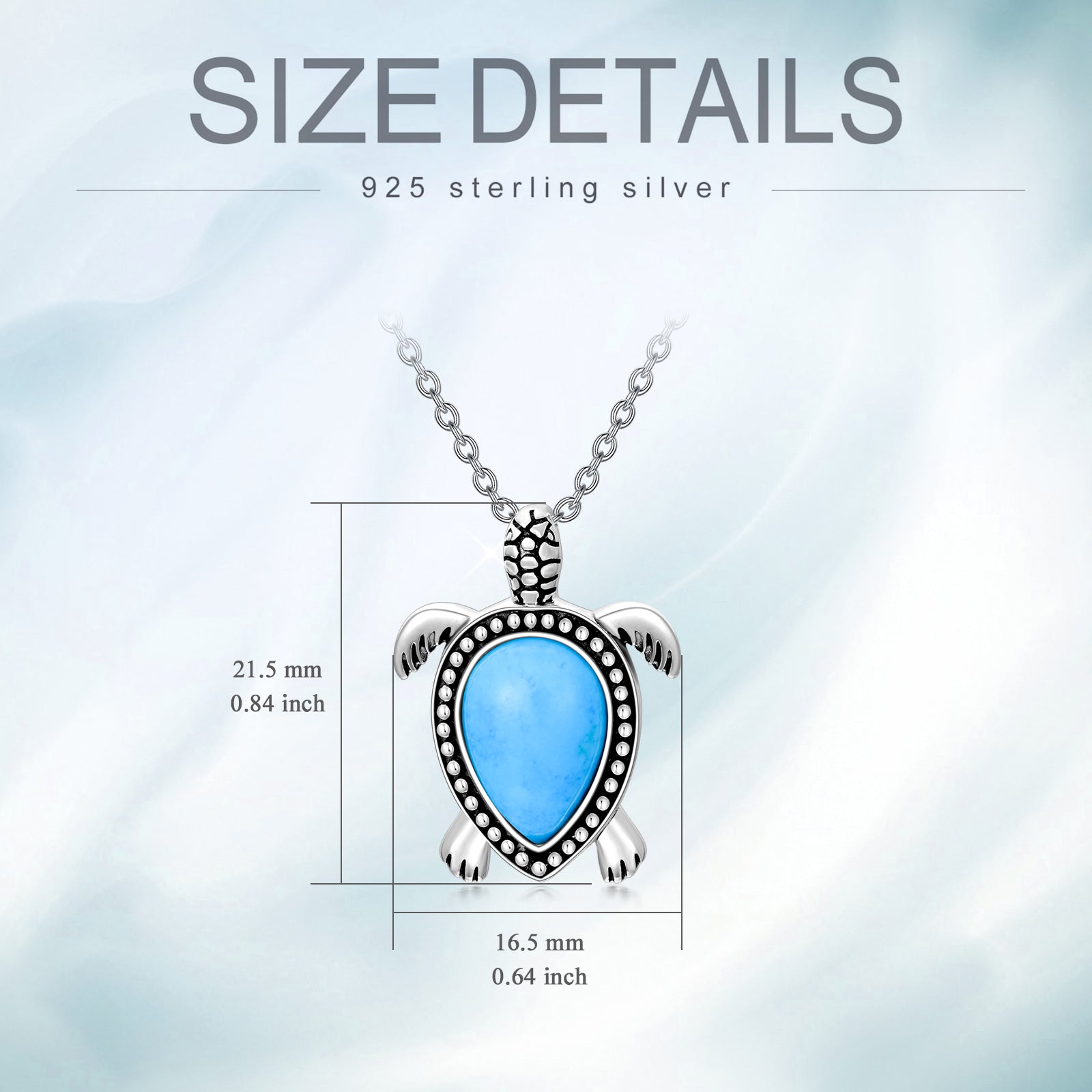 Turquoise Turtle Necklace with Sea Turtle Pendant, Ocean Beach Theme Tortoiseshell Jewelry for Women