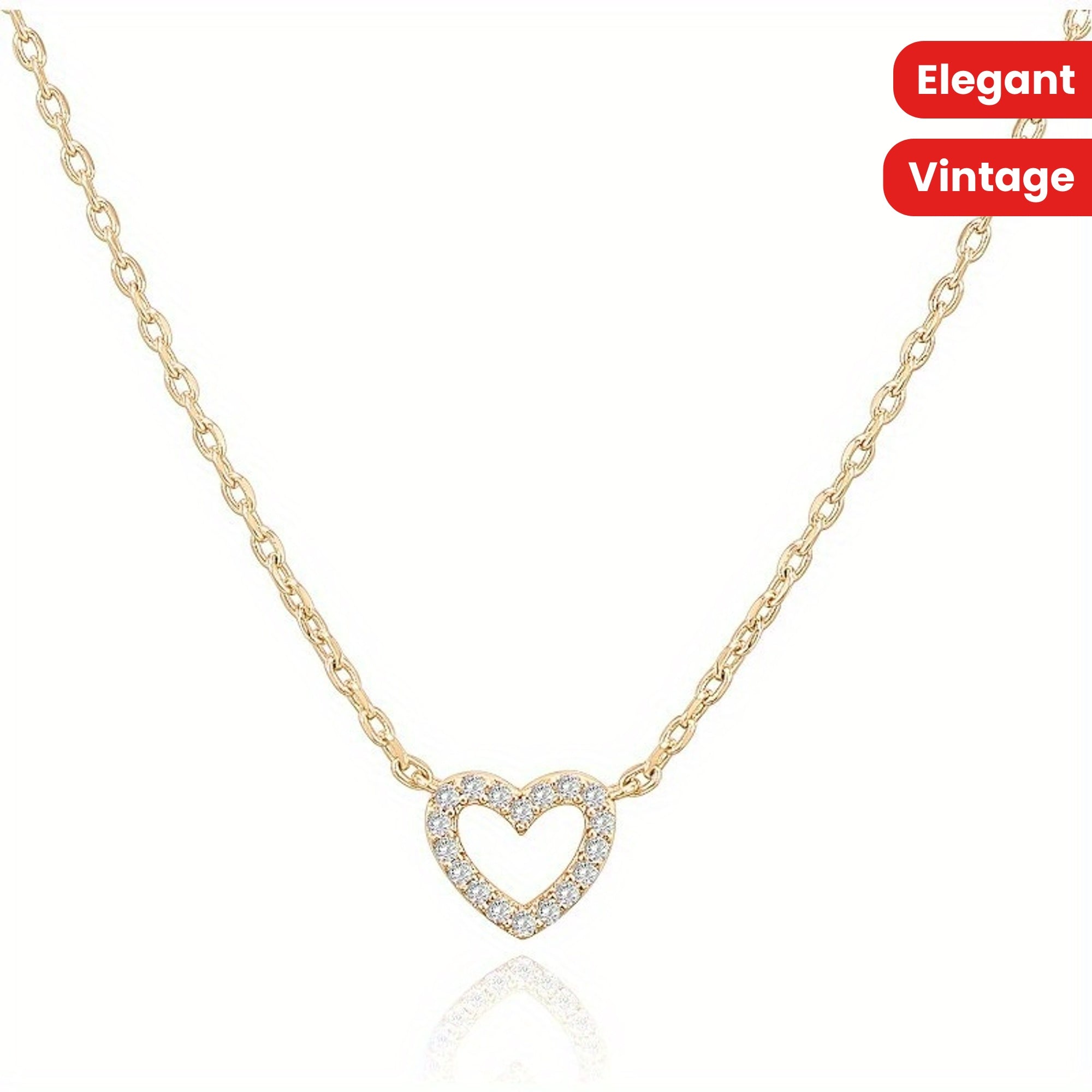 Cubic zirconia heart necklace | Lovely delicate female love pendant necklace
