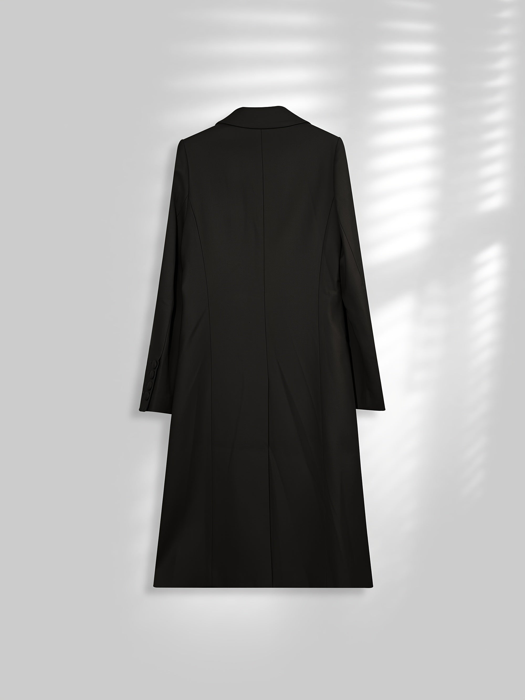 100% Wool Worsted Long Open-Front Coat Elegant for Commuting