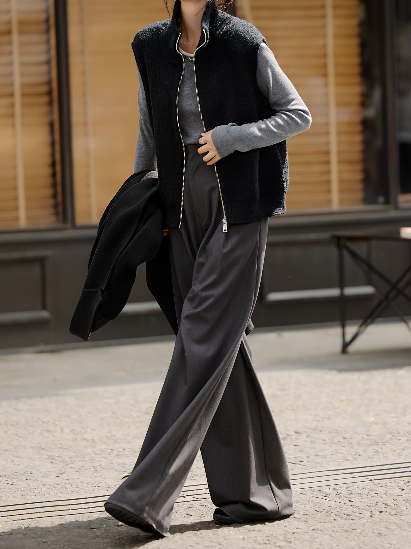 MOHO&MO Women's Handmade Dual-Sided Breasted Wool Tweed Coat - Slim Fit Long Winter Coat for Commuting