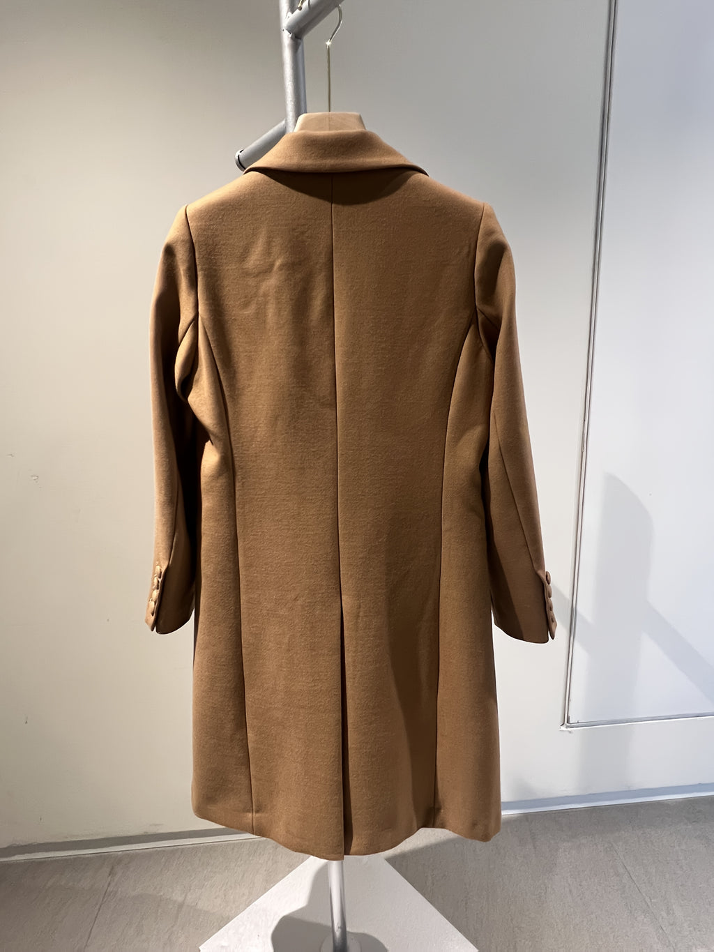 100% Wool Worsted Long Open-Front Coat Elegant for Commuting